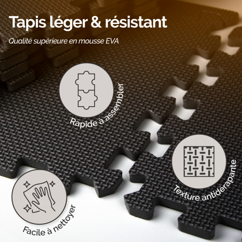 Tapis de sol puzzle - 18 pièces - Noir