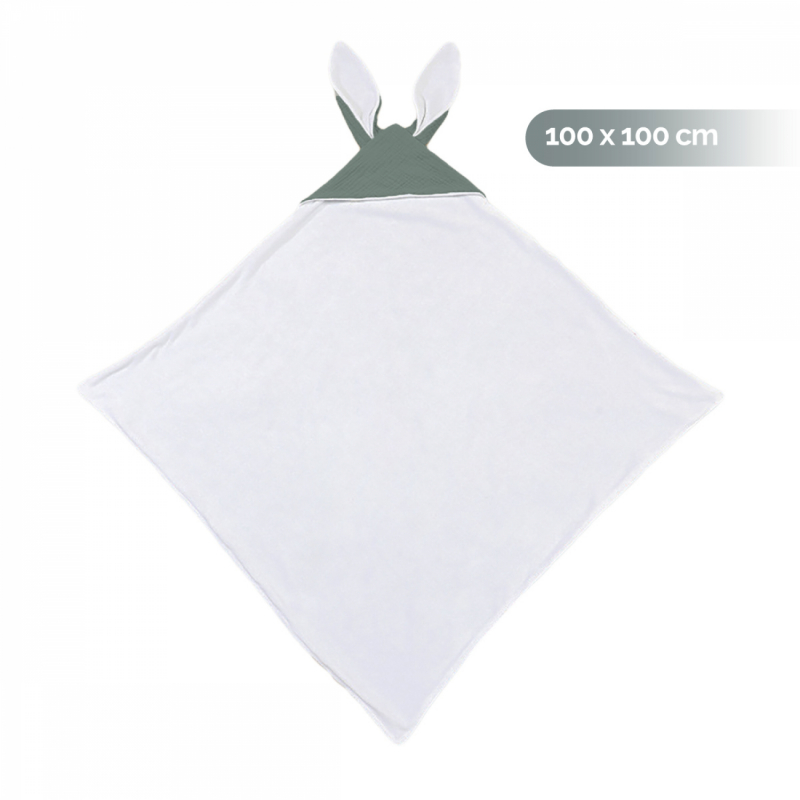 Cape de bain - 100 x 100 cm - Lapin - Vert bleu