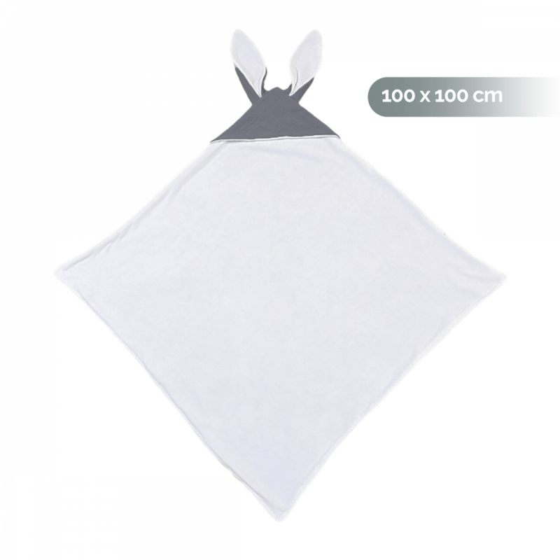 Cape de bain - 100 x 100 cm - Lapin - Gris