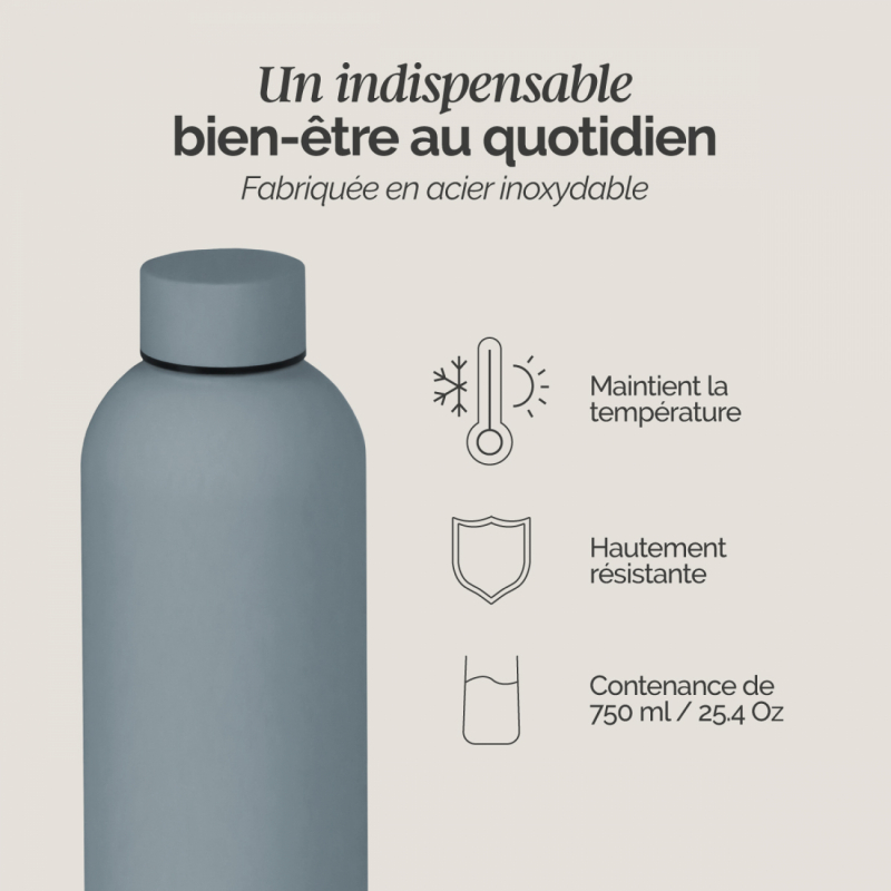 Gourde isotherme - 750 ml - Gris clair