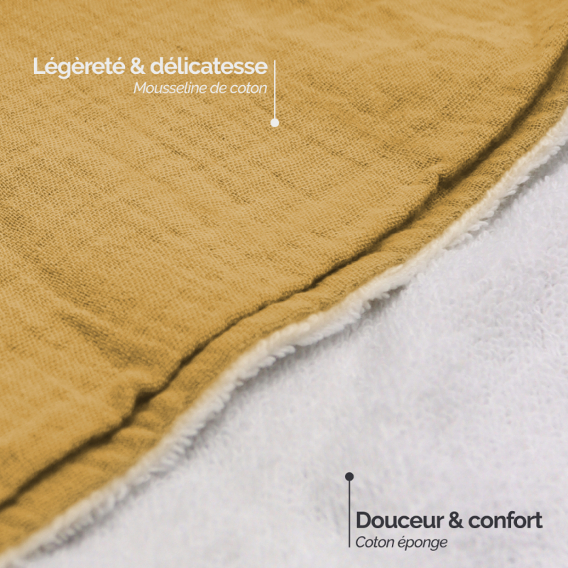 Cape de bain - 100 x 100 cm - Lapin - Moutarde