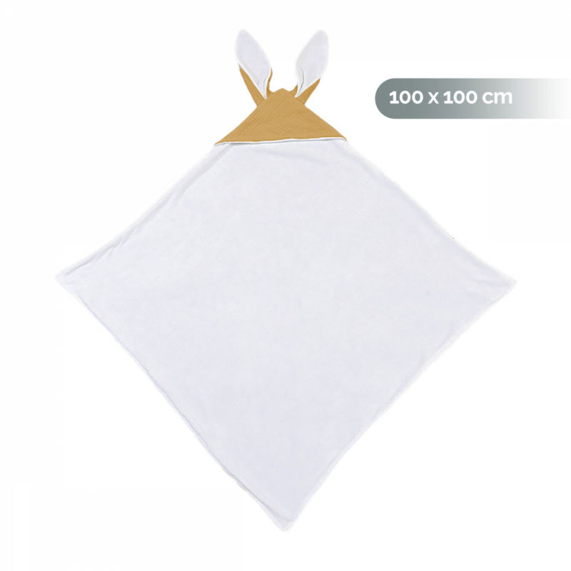 Cape de bain - 100 x 100 cm - Lapin - Moutarde