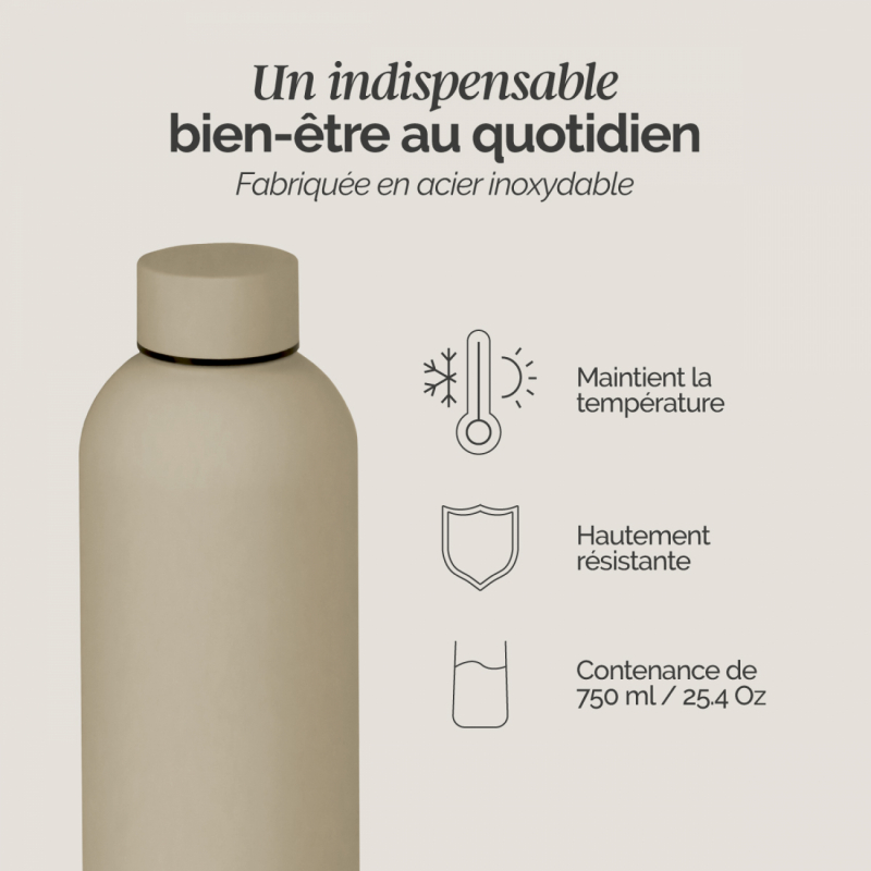 Gourde isotherme - 750 ml - Beige