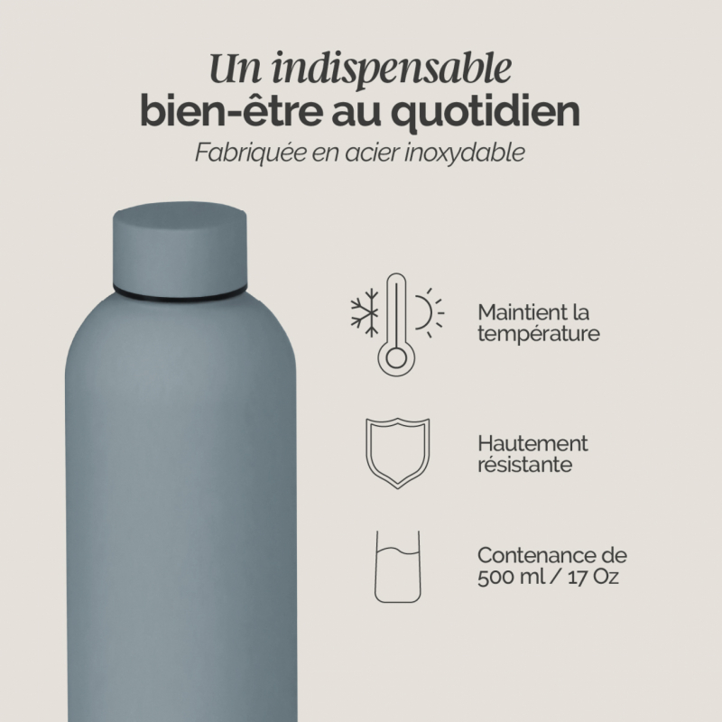 Gourde isotherme - 500 ml - Gris clair