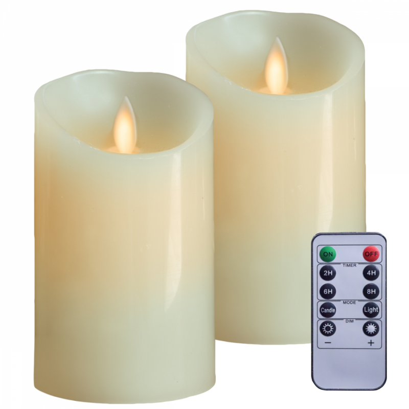 Lot de 2 bougies à LED - Cire - 12.5 cm