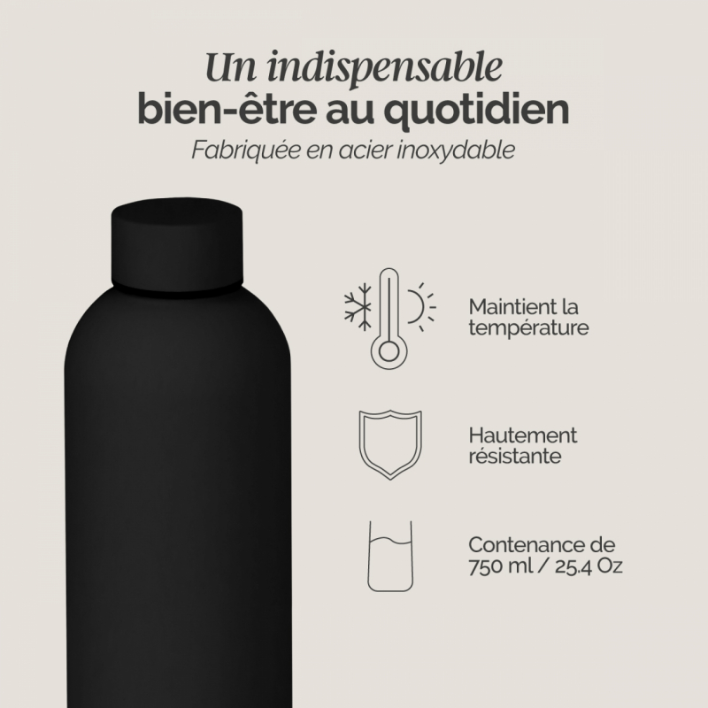 Gourde isotherme - 750 ml - Noir
