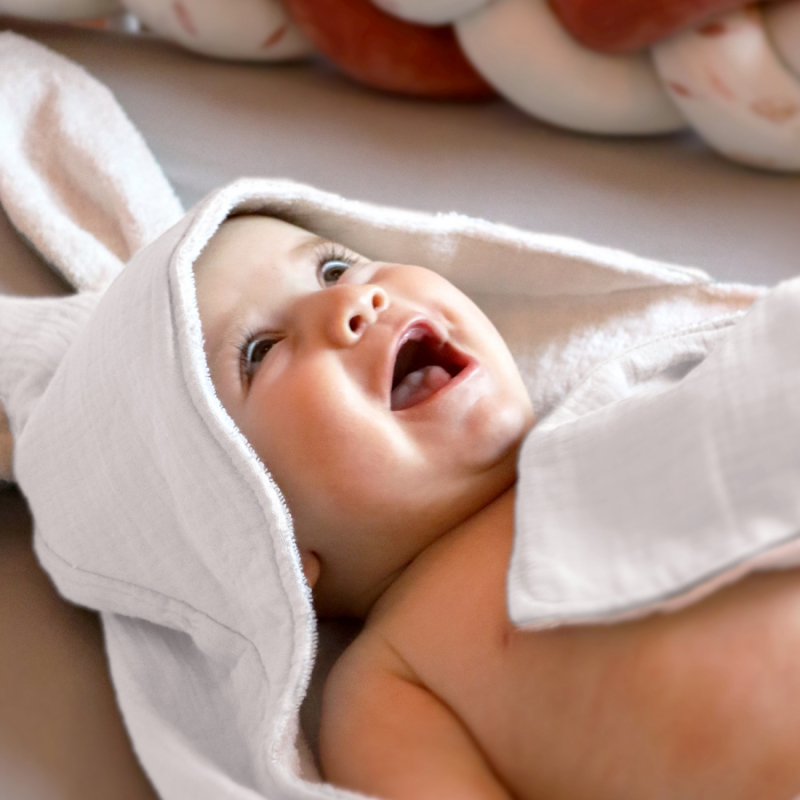 Cape de bain - 100 x 100 cm - Lapin - Blanc