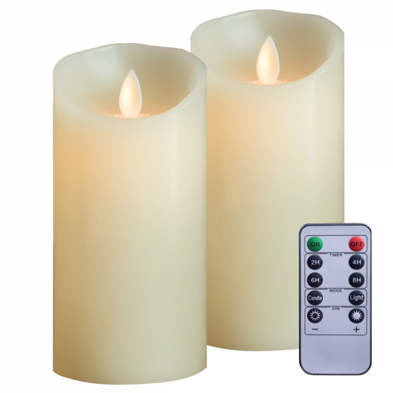 Lot de 2 bougies à LED - Cire - 15 cm