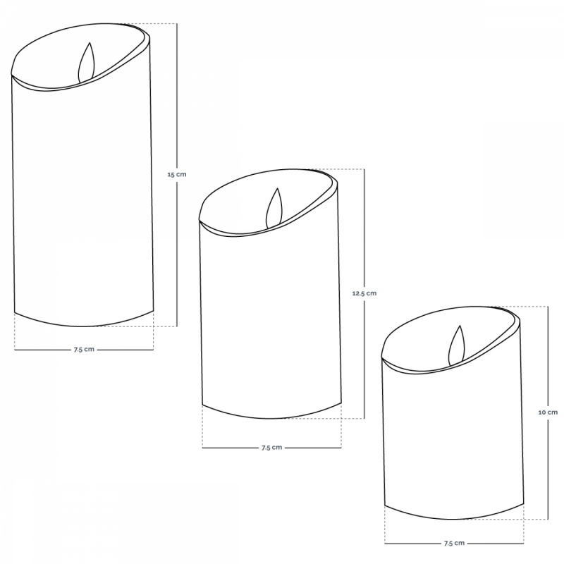 Lot de 3 bougies à LED - Cire