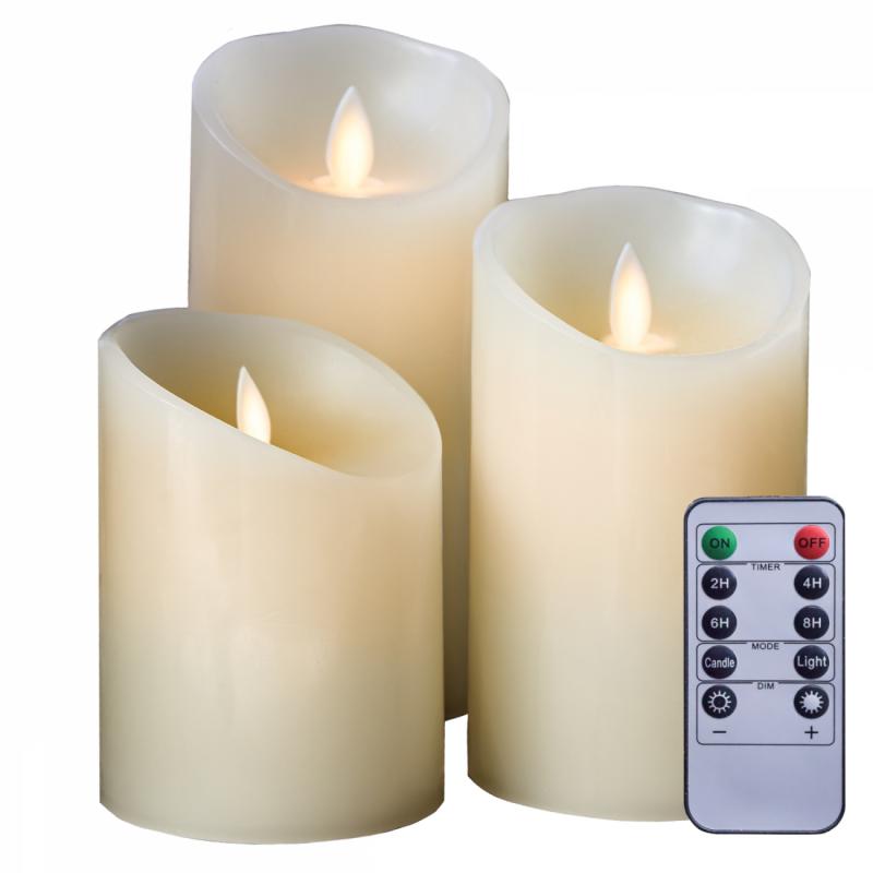 Lot de 3 bougies à LED - Cire