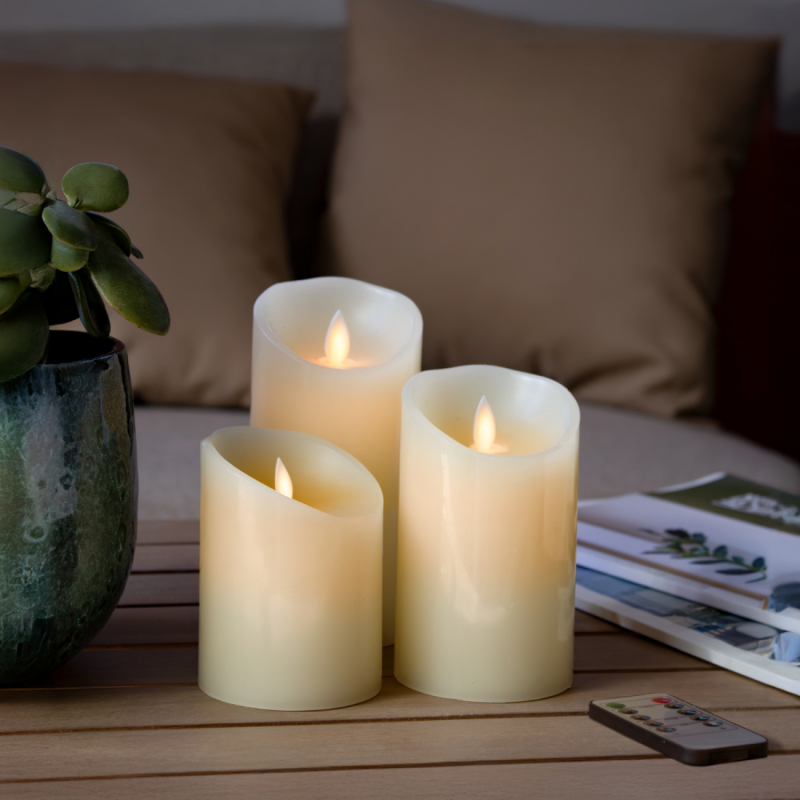 Lot de 3 bougies à LED - Cire
