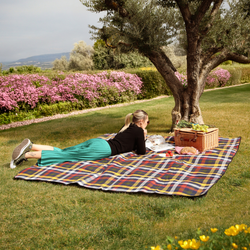 Couverture de pique-nique - 200 x 200 cm - Carreaux multicolores