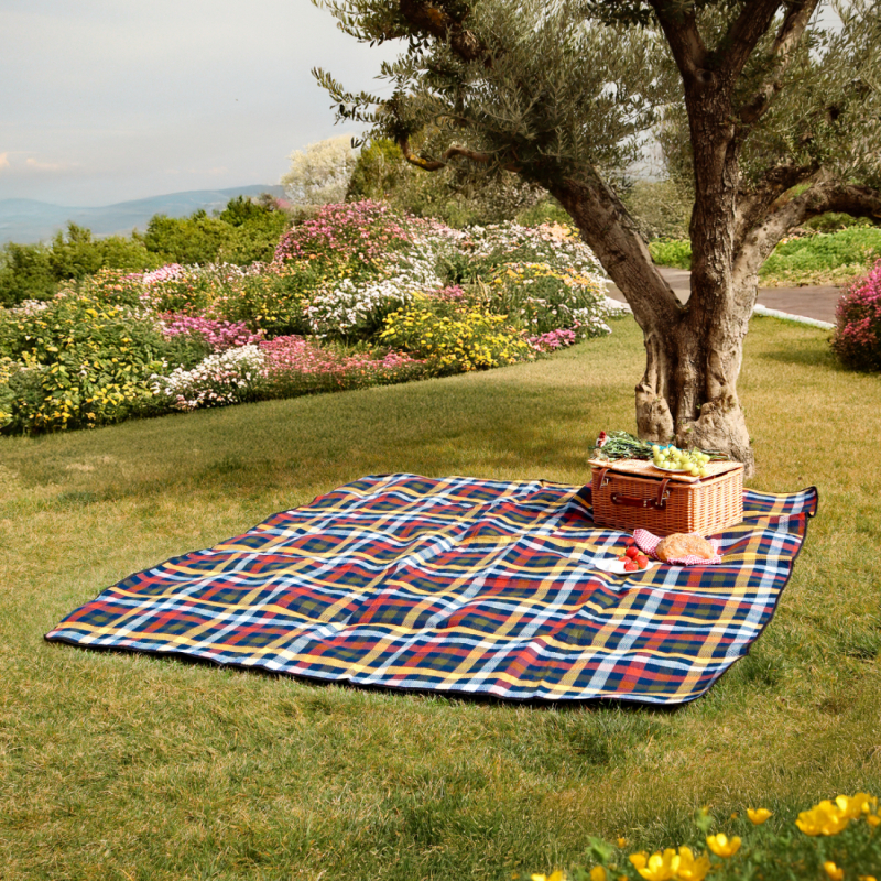Couverture de pique-nique - 200 x 200 cm - Carreaux multicolores