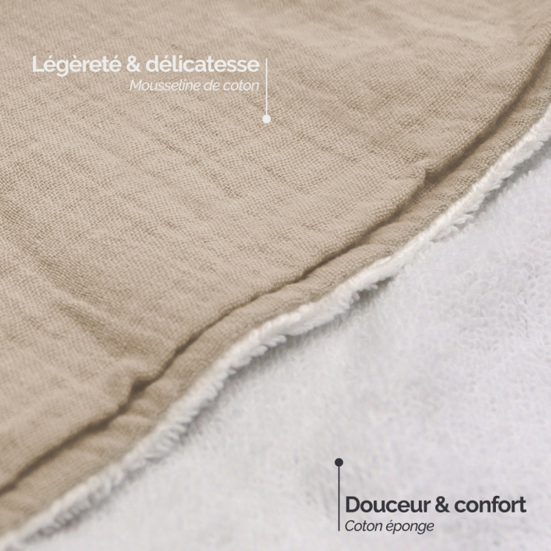 Cape de bain - 100 x 100 cm - Lapin - Beige