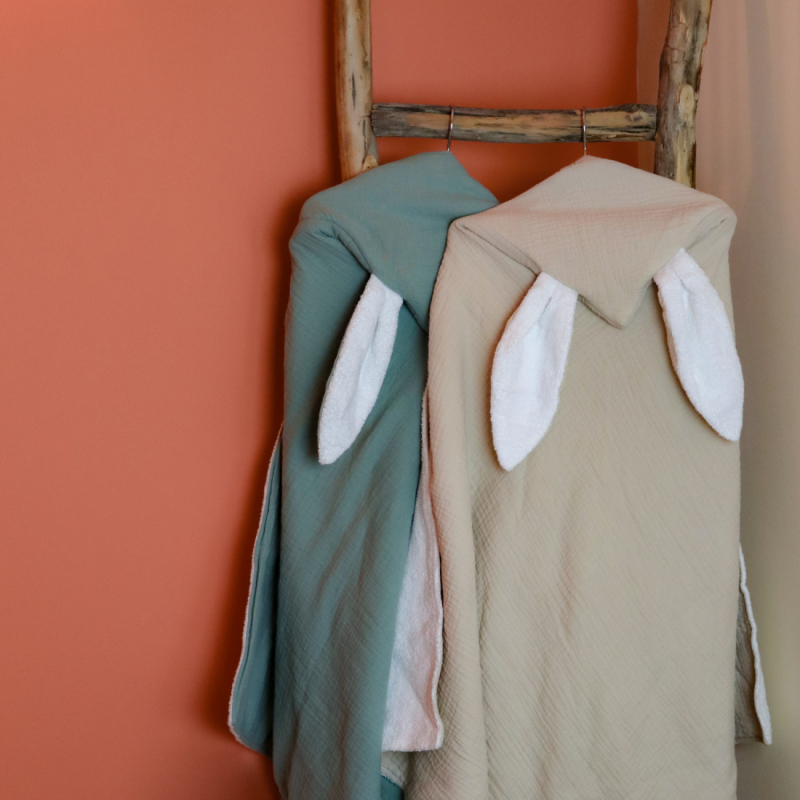 Cape de bain - 100 x 100 cm - Lapin - Beige