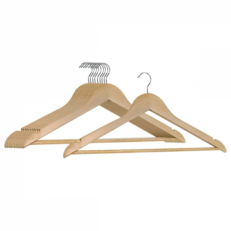 Lot de 20 cintres pour adulte - Bois clair