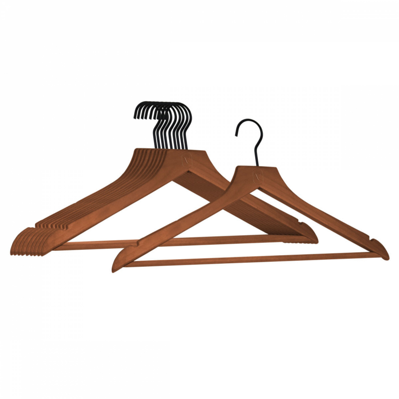 Lot de 20 cintres pour adulte premium - Bois foncé