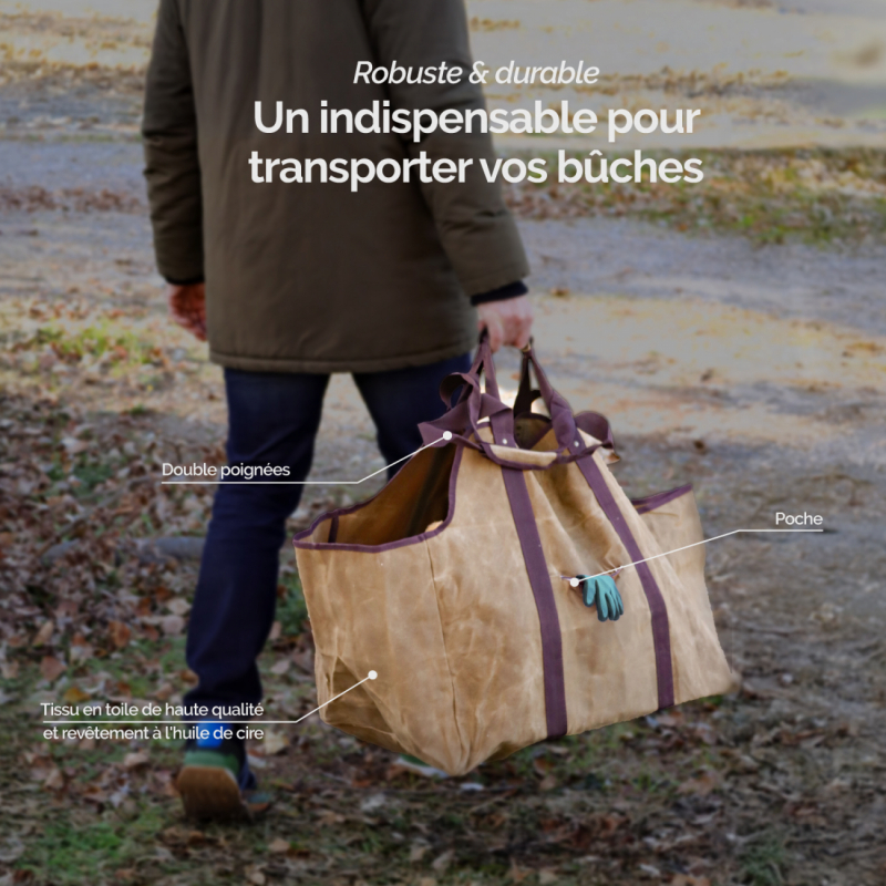 Sac de transport pour bûches - Marron