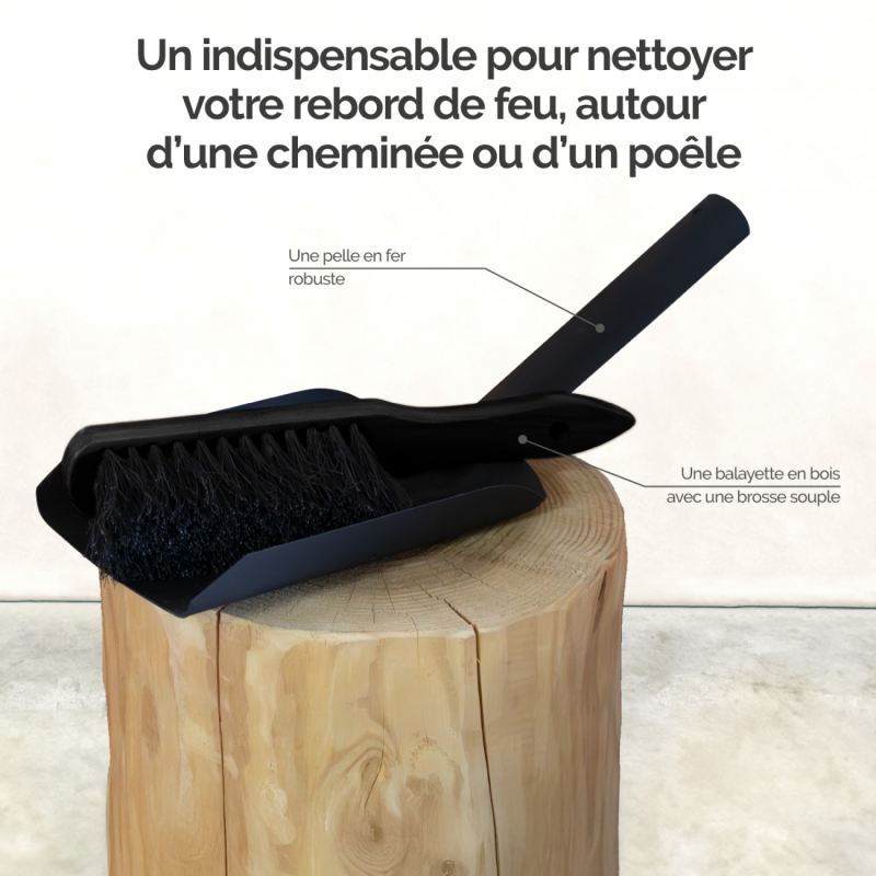 Pelle et balayette à cendre - Noir