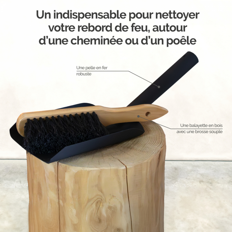 Pelle et balayette à cendre - Bois