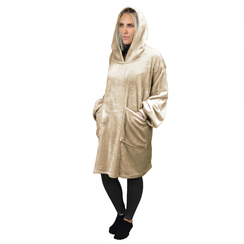 Sweat à capuche plaid - Flanelle - Adulte - Beige