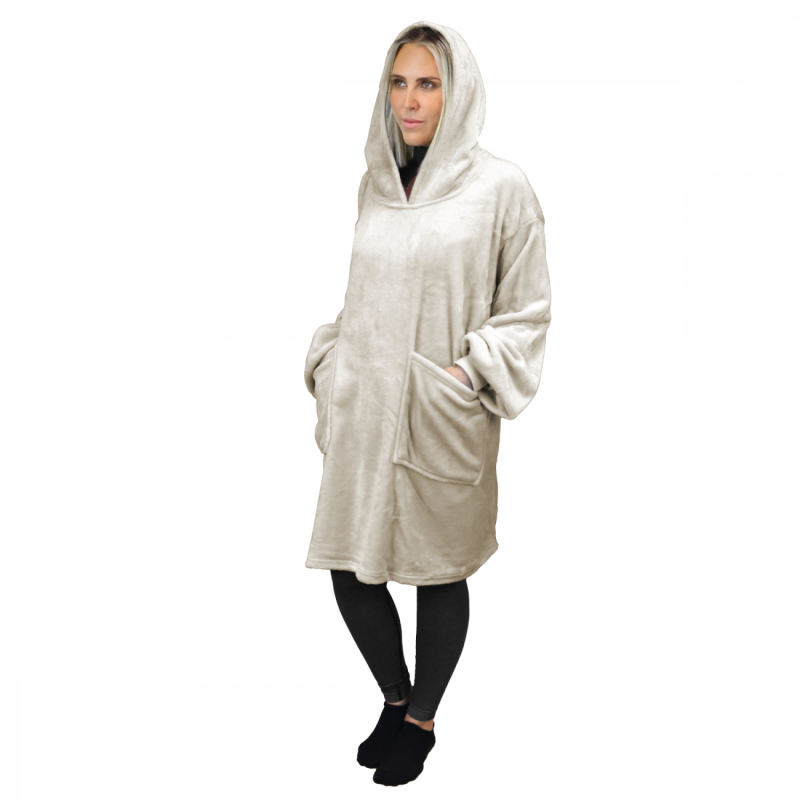 Sweat à capuche plaid - Flanelle - Adulte - Beige
