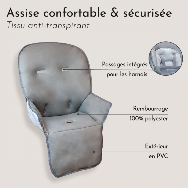 Housse d'assise pour chaise haute Ptit - Agate