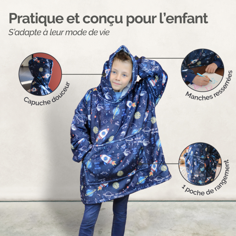 Sweat à capuche plaid - Sherpa et flanelle - Enfant - Espace