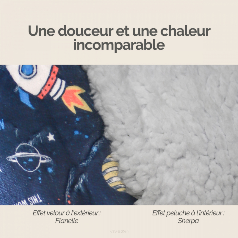 Sweat à capuche plaid - Sherpa et flanelle - Enfant - Espace