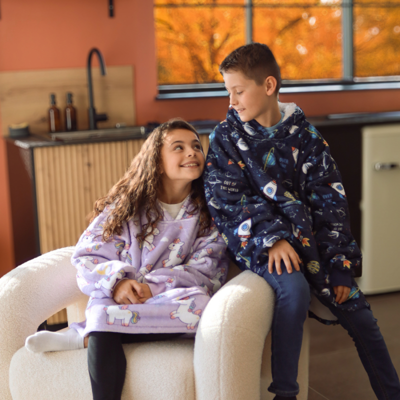 Sweat à capuche plaid - Sherpa et flanelle - Enfant - Espace