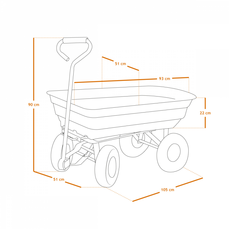 Chariot de jardin - 75 L - 260 Kg - Vert