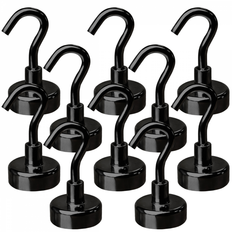 Lot de 10 crochets magnétiques - KN20 - Noir