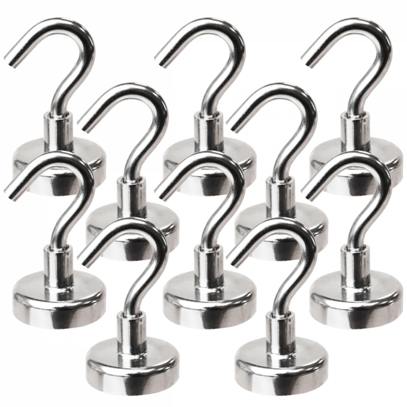 Lot de 10 crochets magnétiques - KN25 - Chromé