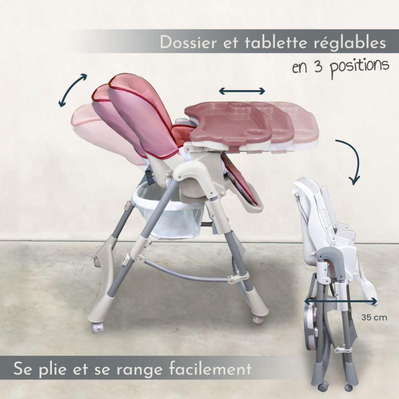 Chaise haute Ptit - Rosa