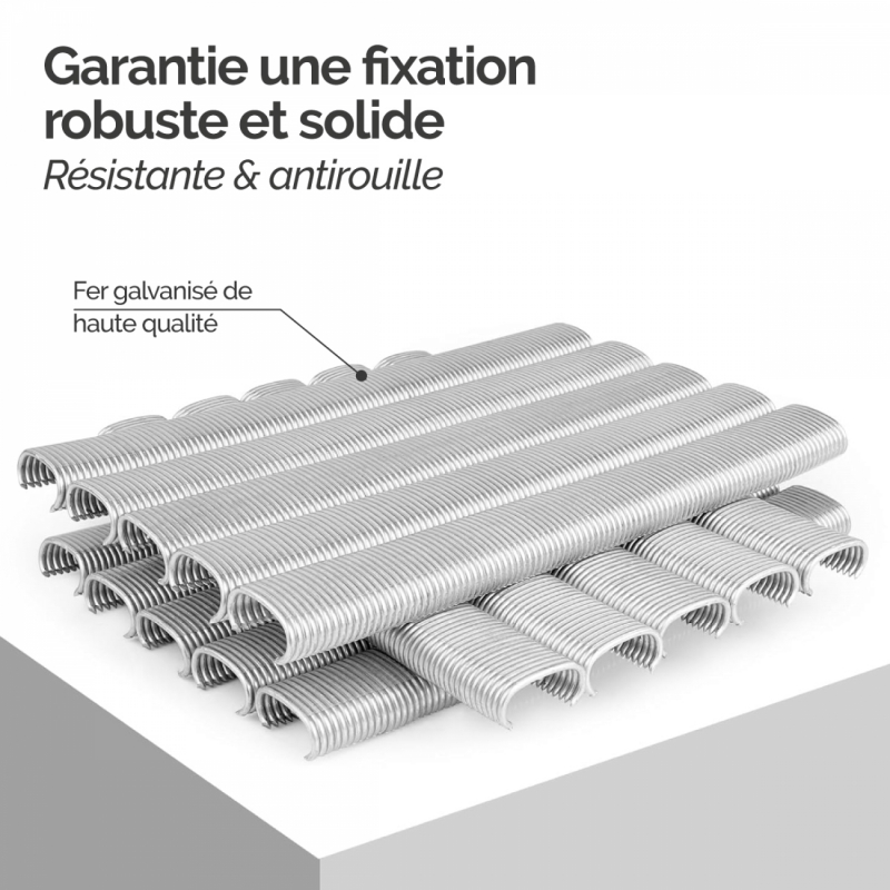 Lot de 1200 agrafes pour grillage - Gris
