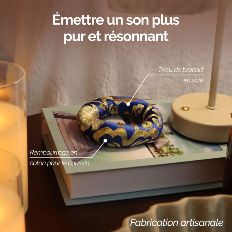 Coussin pour bol chantant tibétain - Bleu foncé
