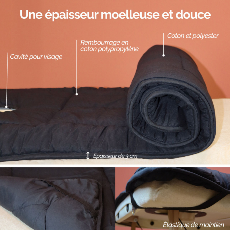 Surmatelas pour table de massage - Noir