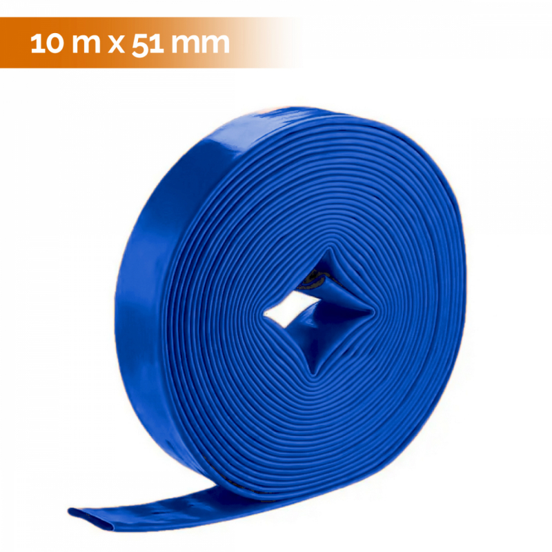 Tuyau plat - 10 m x 51 mm - Bleu