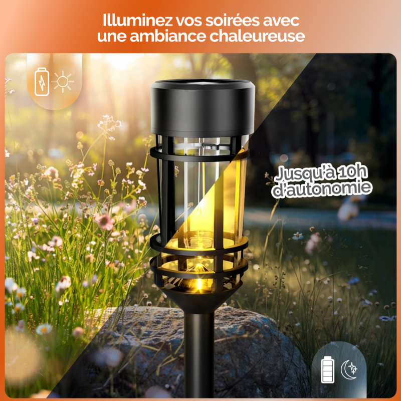 Lot de 2 lampes solaires extérieures - Noir