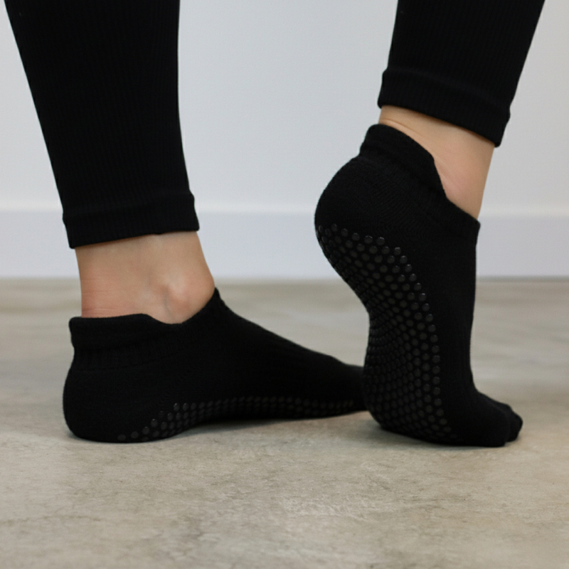 Lot de 4 paires de chaussettes antidérapantes - S - Gris et noir