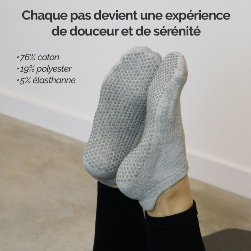Lot de 4 paires de chaussettes antidérapantes - XL - Gris et noir