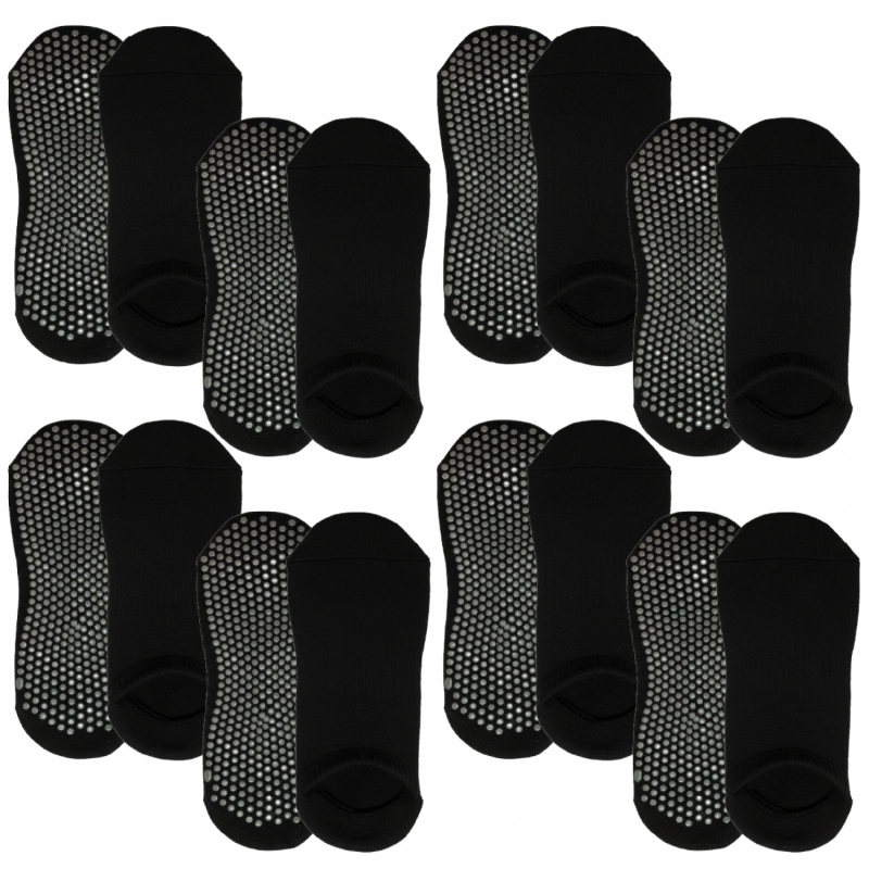 Lot de 8 paires de chaussettes antidérapantes - XL - Noir