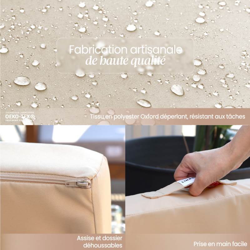 Coussins pour salon de jardin déhoussables - 50 x 50 cm - Beige