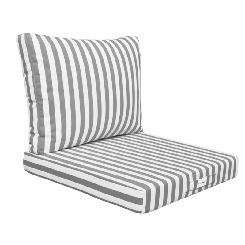 Coussins pour salon de jardin déhoussables - 50 x 50 cm - Rayé gris