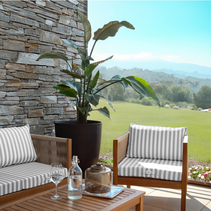 Coussins pour salon de jardin déhoussables - 50 x 50 cm - Rayé gris
