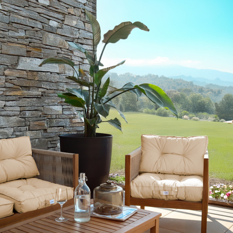 Coussins pour salon de jardin capitonnés - 60 x 60 cm - Beige