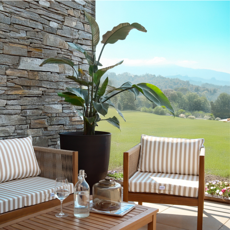 Coussins pour salon de jardin déhoussables - 50 x 50 cm - Rayé beige