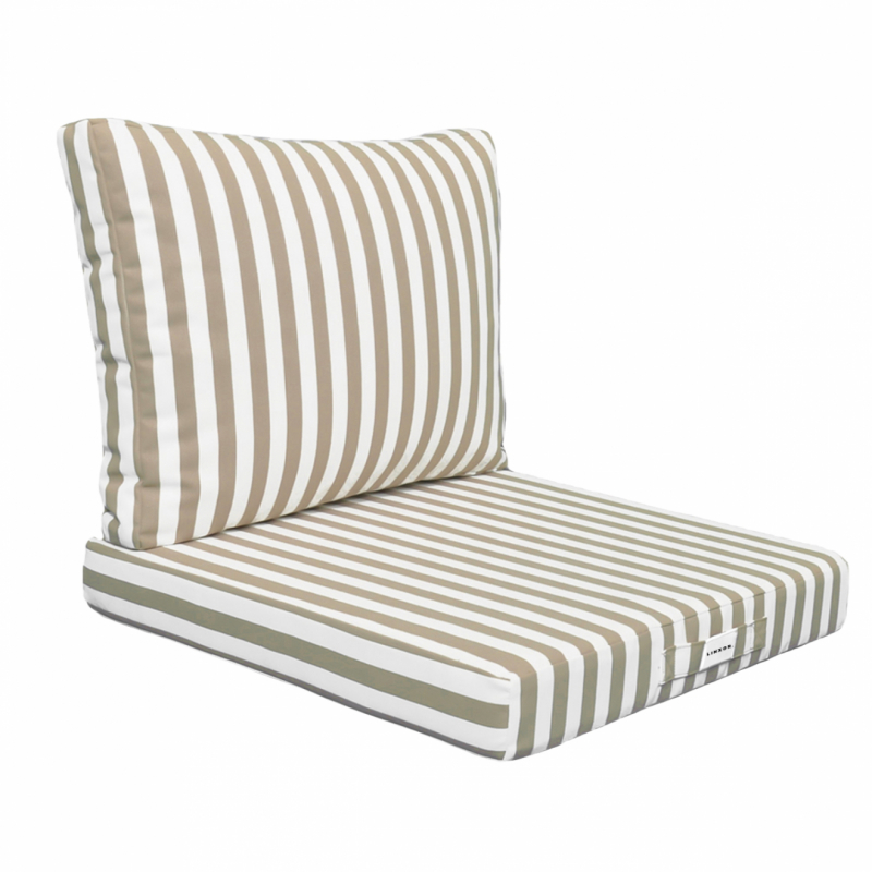 Coussins pour salon de jardin déhoussables - 50 x 50 cm - Rayé beige