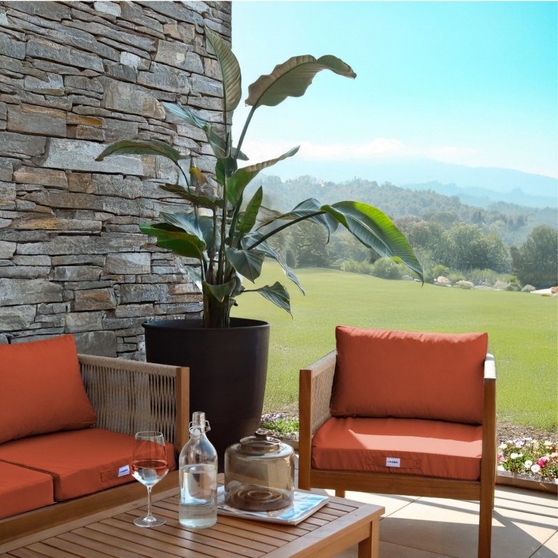 Coussins pour salon de jardin déhoussables - 60 x 60 cm - Terracotta