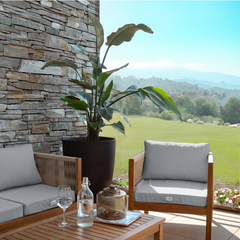 Coussins pour salon de jardin déhoussables - 50 x 50 cm - Gris clair